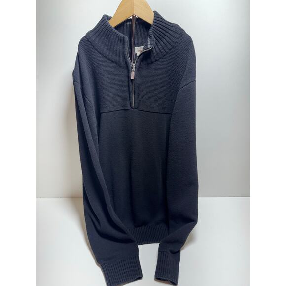 Dockers Men’s Sweater Sz L 1/4 Zip Mock Neck Pullover Classic Cotton Black - Picture 1 of 8